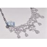 Womens Diamond Art Deco Drop Necklace 18K White Gold 12.05ct 18"