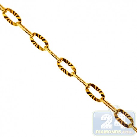 Yellow Gold Silver Fancy Diamond Cut Link Womens Chain 3 mm