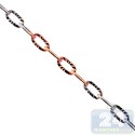 Two Tone Sterling Silver Diamond Cut Link Womens Chain 2.5 mm