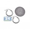 Italian Sterling Silver Diamond Cut Round Hoops Womens Earrings 3 mm