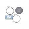 Sterling Silver Diamond Cut Womens Round Hoop Earrings 2 mm