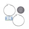 Sterling Silver Diamond Cut Womens Round Hoop Earrings 2 mm