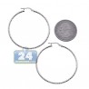 Sterling Silver Diamond Cut Womens Round Hoop Earrings 2 mm