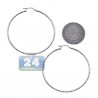 Sterling Silver Diamond Cut Womens Round Hoop Earrings 2 mm