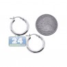 Polished Sterling Silver Womens Round Hoop Earrings 3 mm 3 inch