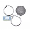Polished Sterling Silver Womens Round Hoop Earrings 3 mm 3 inch