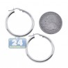 Polished Sterling Silver Womens Round Hoop Earrings 3 mm 3 inch