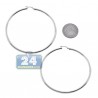 Polished Sterling Silver Womens Round Hoop Earrings 3 mm 3 inch