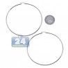 Polished Sterling Silver Womens Round Hoop Earrings 2 mm 3 inch