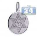 Italian Sterling Silver Star of David Jewish Round Pendant