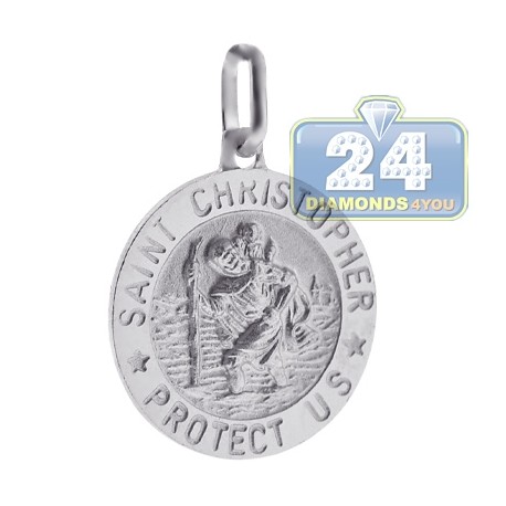 Italian Sterling Silver St. Christopher Protect Us Medallion
