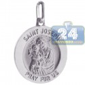 Italian Sterling Silver St. Joseph Pray For Us Medallion Pendant