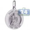 Solid Sterling Silver St. Joseph Pray For Us Medallion Pendant
