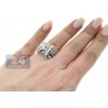 14K White Gold 0.50 ct Mixed Round Baguette Cut Diamond Womens Leaf Ring