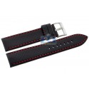 Hadley Roma Carbon Red Stitch Leather Watch Band MS847