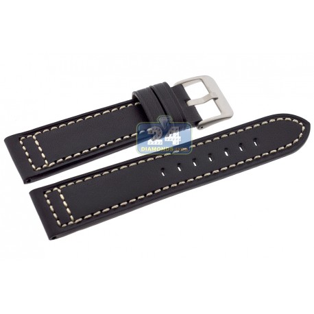 Hadley Roma Black Saddle Leather Watch Band 22 mm MS851