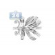 14K White Gold 0.50 ct Mixed Round Baguette Diamond Leaf Ring