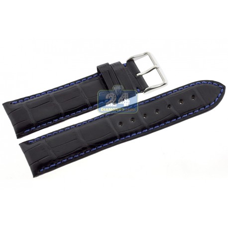 Hadley Roma Blue Stitch Alligator Leather Watch Band 22 mm MS2024
