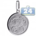 Italian Sterling Silver Cancer Zodiac Sign Round Pendant