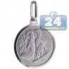 Sterling Silver Gemini Zodiac Sign Round Medallion Pendant