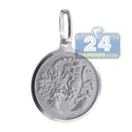 Sterling Silver Scorpio Zodiac Sign Round Medallion Pendant