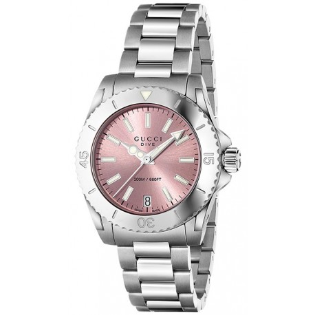 Gucci Dive Stainless Steel Pink Dial 