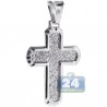 Solid Sterling Silver Pattern Cross Mens Religious Pendant