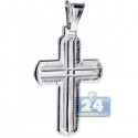 Italian Sterling Silver Wide Cross Mens Pendant