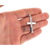 Mens Religious Latin Cross Pendant Italian Sterling Silver