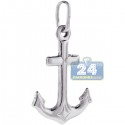 925 Sterling Silver Large Puff Anchor Mens Pendant