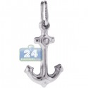 925 Sterling Silver Small Puff Anchor Womens Pendant