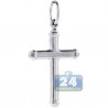 Mens Puff Classic Cross Religious Pendant Sterling Silver