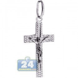 Italian Sterling Silver Crucifix Cross Religious Pendant