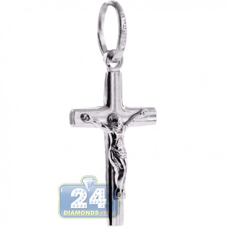 Mens Women Jesus Christ Cross Small Pendant Sterling Silver