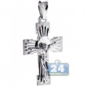 Italian Sterling Silver Crucifix Wide Cross Mens Pendant