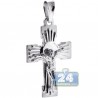 Mens Wide Crucifix Cross Pendant Italian 925 Sterling Silver