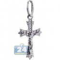 925 Sterling Silver Jesus Christ Diamond Cut Cross Pendant