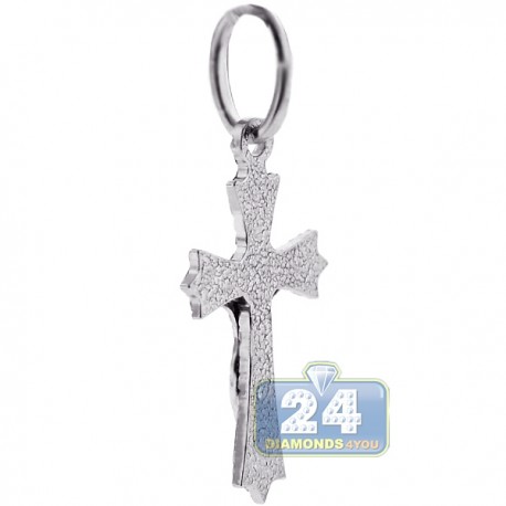 925 Sterling Silver Jesus Christ Diamond Cut Cross Pendant