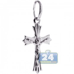 Italian Sterling Silver Gothic Crucifix Cross Pendant