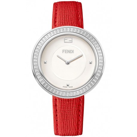 Fendi My Way Steel Red Leather 36 mm Watch F350034073