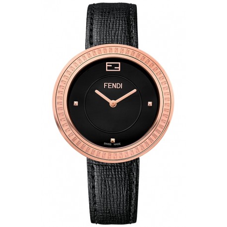 Fendi My Way Rose Gold Black Leather 36 mm Watch F350531011