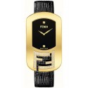 Fendi Chameleon Diamond Gold Black Leather Watch F300431011C1