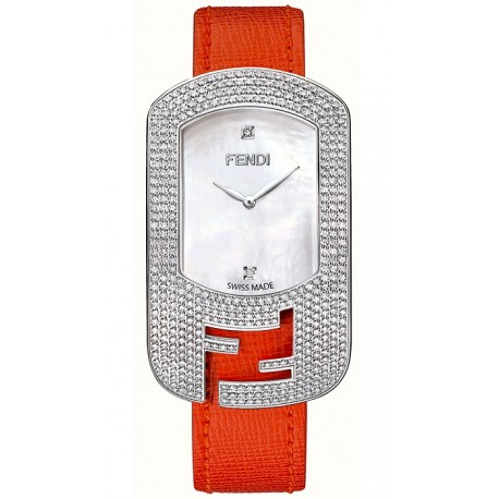 F300034575P1 Fendi Chameleon Diamond Steel Case Fuchsia Strap Watch 29mm