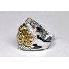 14K White Gold 4.75 ct Fancy Yellow Diamond Womens Wide Ring