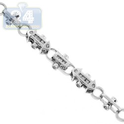 14K White Gold 6.34 ct Diamond Link Mens Chain 7.5 mm 30 Inches