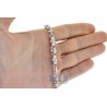 Mens Diamond Link Chain Necklace 14K White Gold 6.34ct 7.5mm 30"