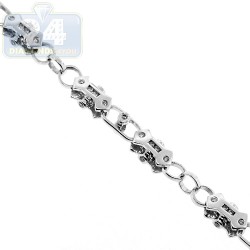 14K White Gold 4.84 ct Diamond Link Mens Chain 6.5 mm 30 Inches
