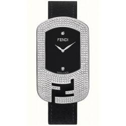 F300031011P1 Fendi Chameleon Diamond Steel Case Black Dial Watch 29mm