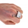 Mens Diamond Signet Pinky Ring 14K White Gold 2.74 Carat