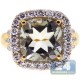 18K Yellow Gold 6.06 ct Green Amethyst Diamond Womens Ring